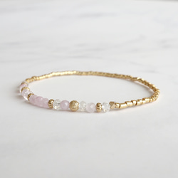 クンツァイト × 水晶 ラインブレスレット *天然石 5枚目の画像