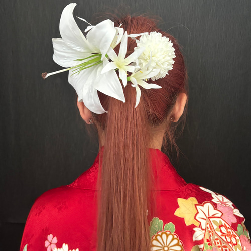 成人式 髪飾り 振袖 百合 卒業式 袴 花嫁髪飾り 結婚式 百合 大輪 結婚式 成人式 卒業式 袴 白無垢 振袖 髪飾り ヘッド