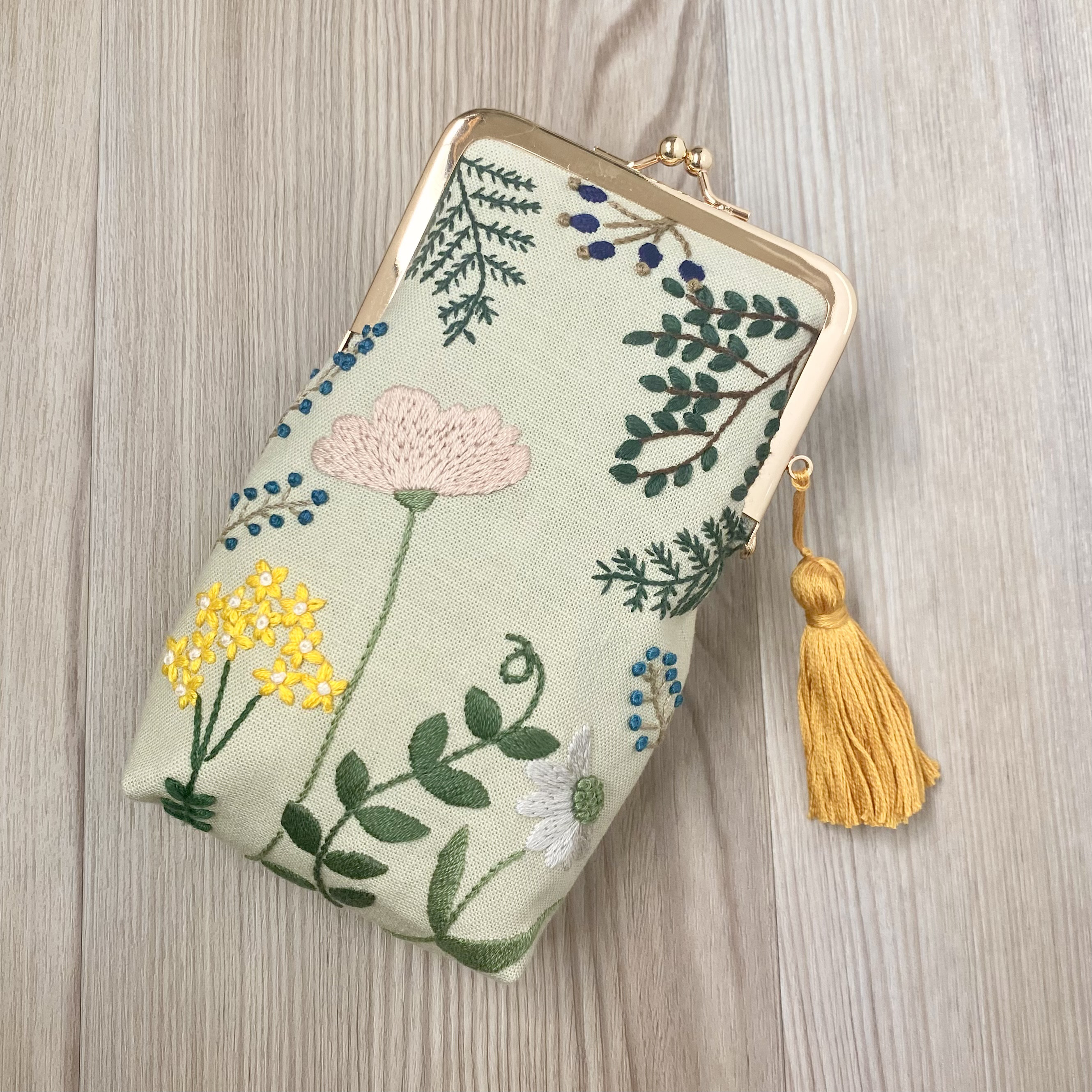 野の花のがま口メガネポーチ