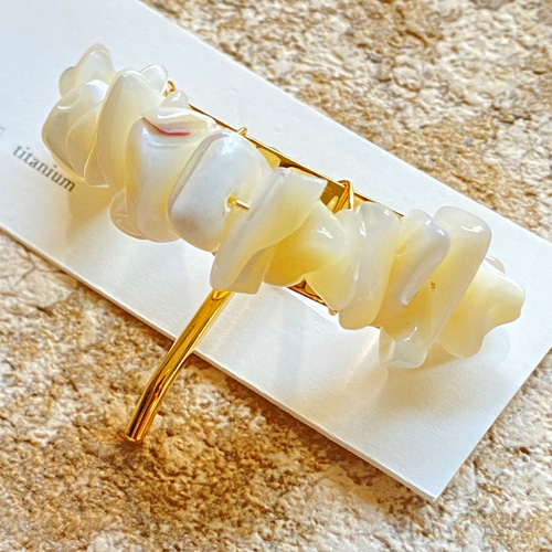 マザーオブパール(シェル) ポニーフック 天然石 ヘアーアクセサリー 