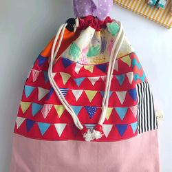 ハンドメイド♡持ち手付き巾着 18%OFF】バイカラー 持ち手付き巾着袋 | 子供服の通販 デビロック公式