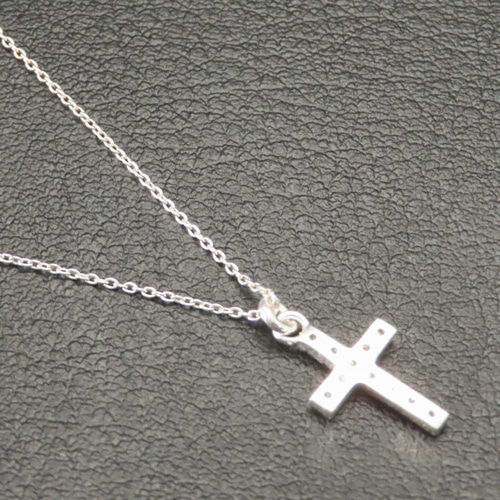 クロスネックレス シルバー925 クリア キュービックジルコニア 十字架