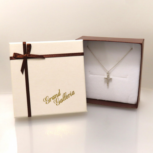 クロスネックレス シルバー925 クリア キュービックジルコニア 十字架