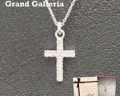 クロスネックレス シルバー925 クリア キュービックジルコニア 十字架