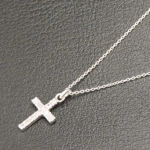 クロスネックレス シルバー925 クリア キュービックジルコニア 十字架