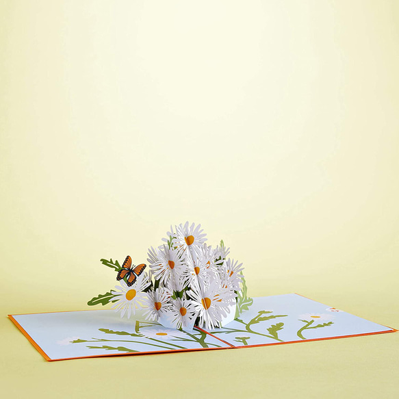ポップアップグリーティングカード　Daisies with Monarch Butterfly 4枚目の画像