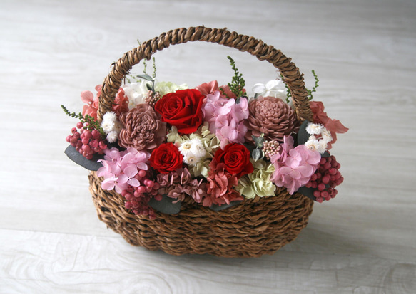 母の日オススメ Flower basket redrose 2枚目の画像