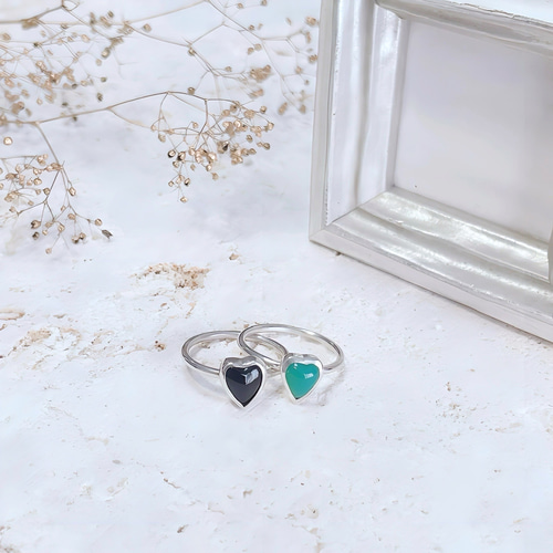 Onyx heart ring 指輪・リング Shenan 通販 11503763｜Creema(クリーマ
