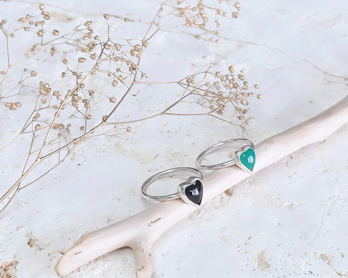 Onyx heart ring 指輪・リング Shenan 通販 11503763｜Creema(クリーマ)