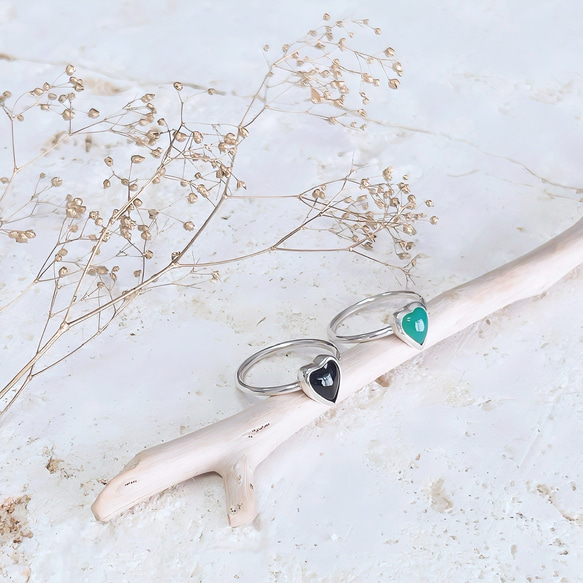 Onyx heart ring 指輪・リング Shenan 通販 11503763｜Creema(クリーマ)