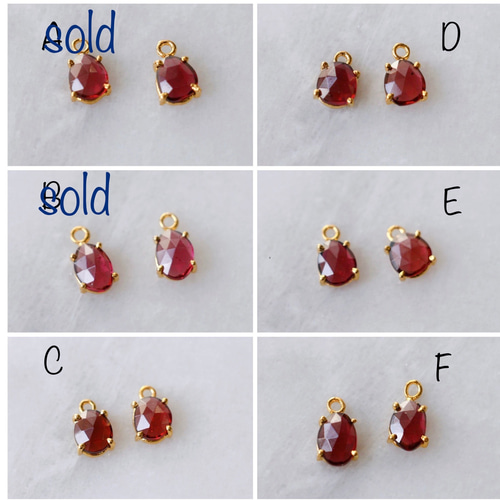 ガーネット(18kgp枠留)ピアスチャーム Jojuly Laima ピアス（フープ