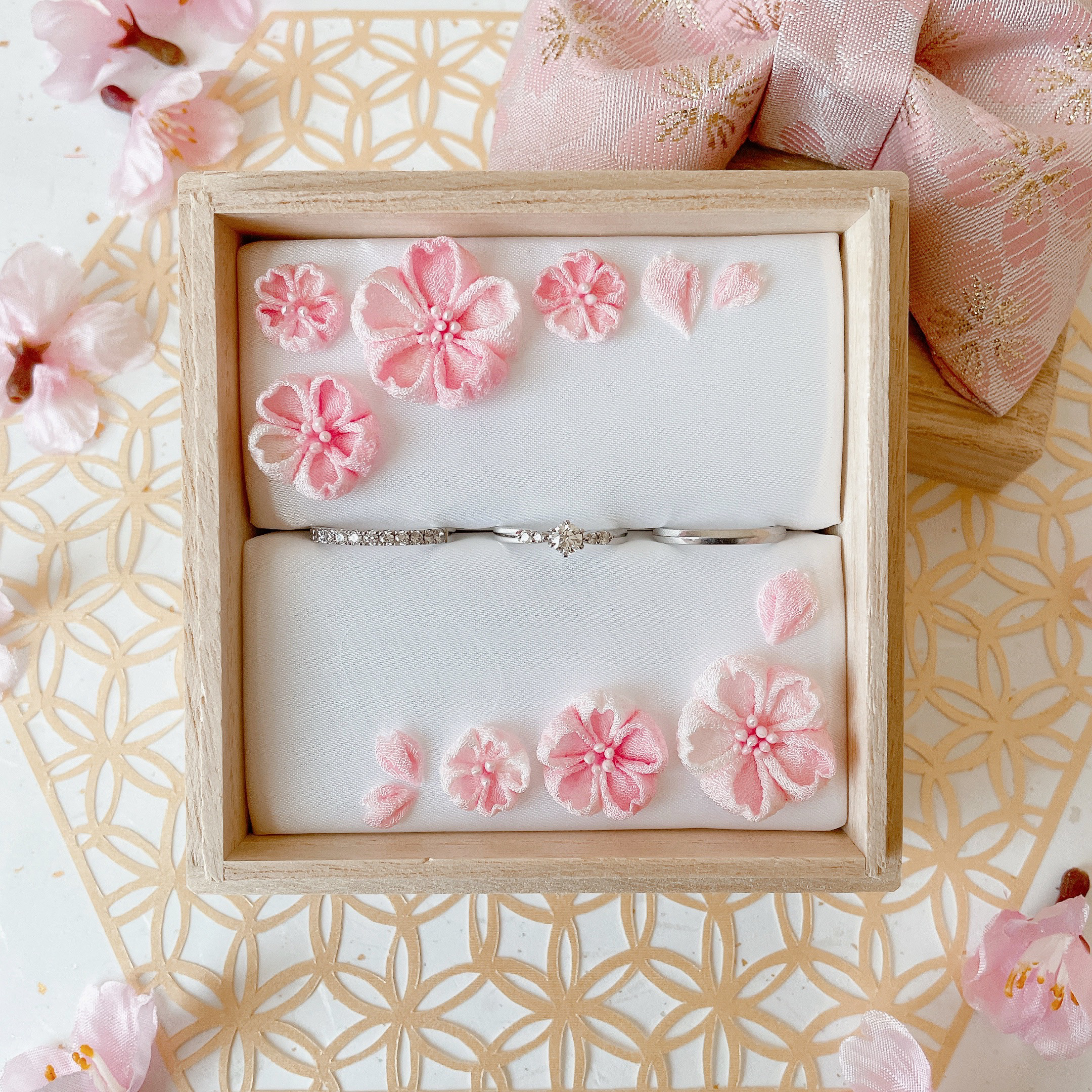 【さくら】金襴リボン付きリングピロー