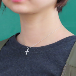 クロスネックレス シルバー925 ピンク キュービックジルコニア 十字架 クロス ネックレス ペンダント キラキラ 透明 10枚目の画像