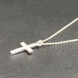 クロスネックレス シルバー925 ピンク キュービックジルコニア 十字架 クロス ネックレス ペンダント キラキラ 透明 5枚目の画像