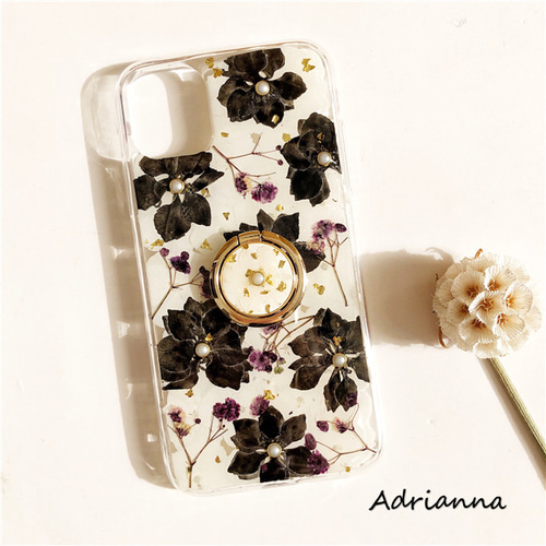 Tiaraページ★押し花ケース iPhone XR iPhone8 ケース 11 Pro XS 押し花ケース ハンドメイド