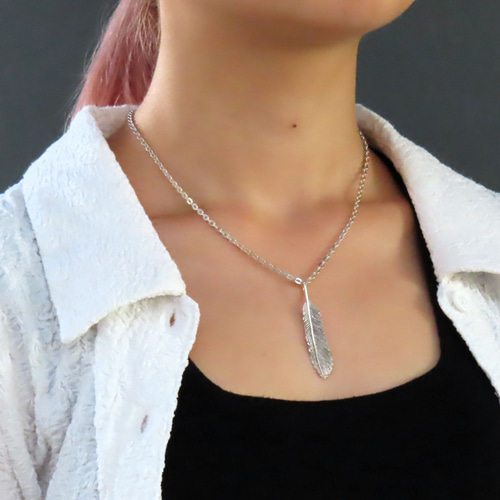 フェザーネックレス シルバー925 【刻印無料】 フェザー 羽 羽根
