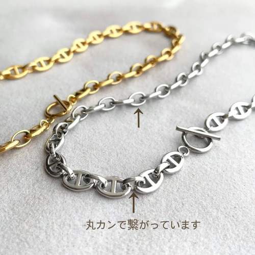 №90 淡水パール チェーンブレスレット サージカルステンレス316◎K18GP 淡水パール（真珠）のブレスレット サージカルステンレス316