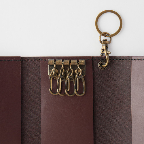 本革カードが入るスマートキーケース ダークブラウンレザー三つ折り