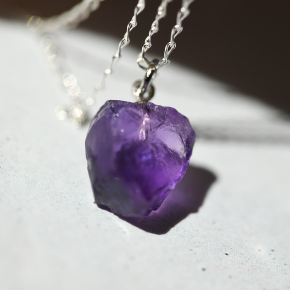 紫水晶 (紫水晶) 礦物寶石項鍊 [可用石頭/可用金屬配件] 手工天然石材配件 第5張的照片