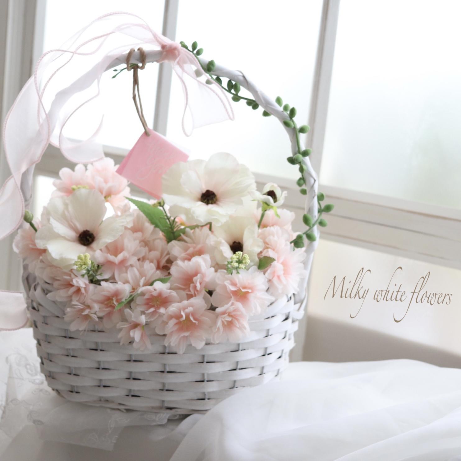お家でお花見☆桜とラナンキュラスの花かご