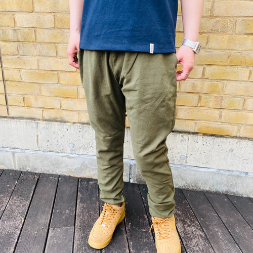 コットンリネンで作った昔もんぺ スモークミント ゆったり リラックスパンツ コットンリネンで作った昔もんぺ スモークミント ゆったり