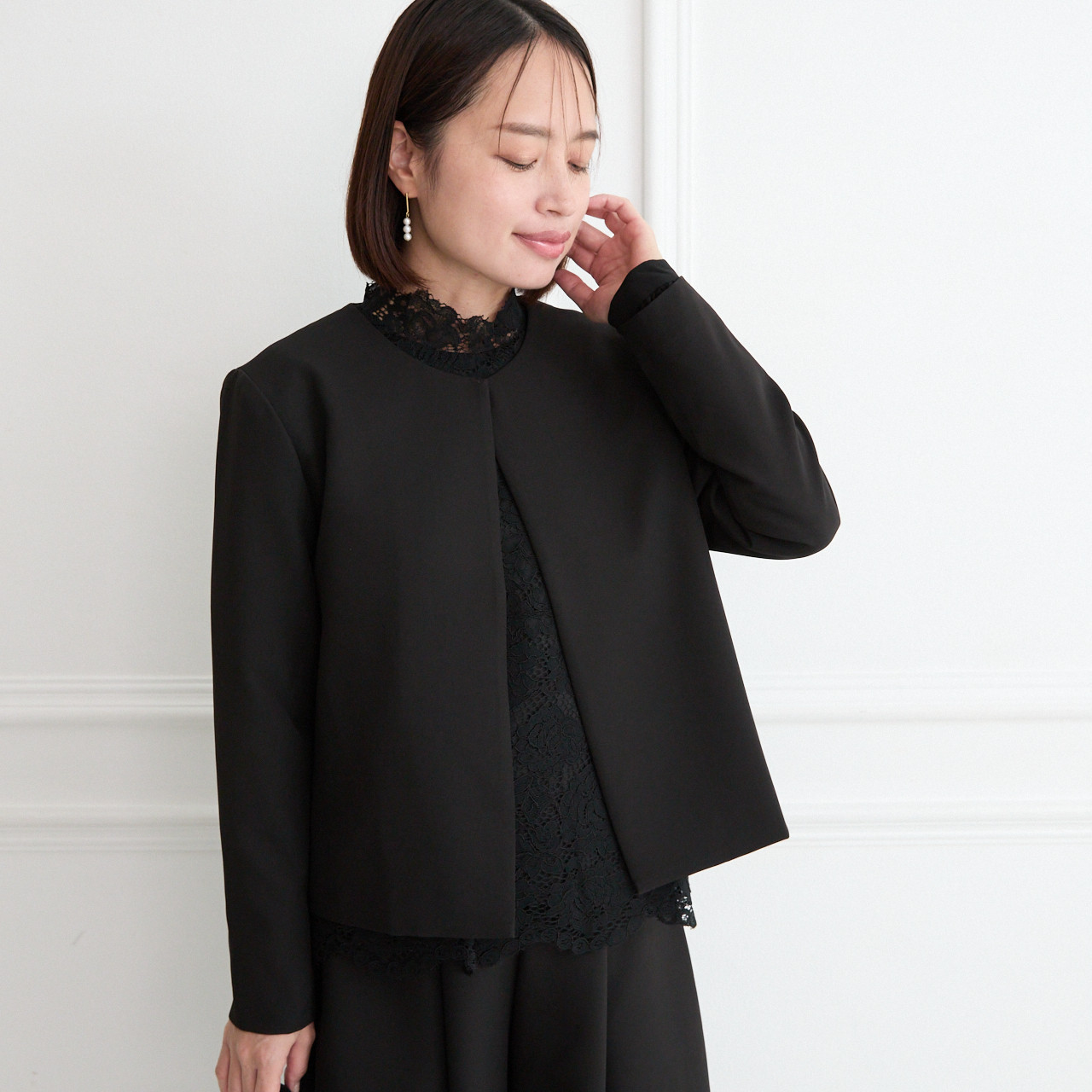 ノーカラージャケット　2サイズ　ブラック　0610BK