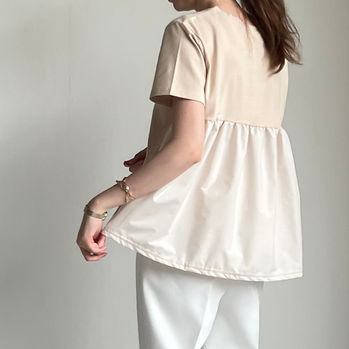 再販】送0ゆったりでもオシャレ見え♪バックフレアTシャツ デザイン  