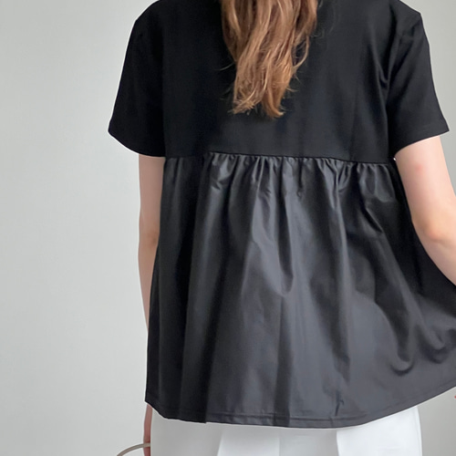 再販】送0ゆったりでもオシャレ見え♪バックフレアTシャツ デザイン  