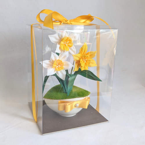 日本製の花篭２個セット つまみ細工 水仙 アートフラワー HANAKAGO 花かご 通販 11515944