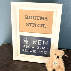 赤ちゃん誕生の記念に☆刺繍命名書☆刺繍フォトフレーム☆写真立て☆出産祝い☆ラッピング無料☆ 8枚目の画像