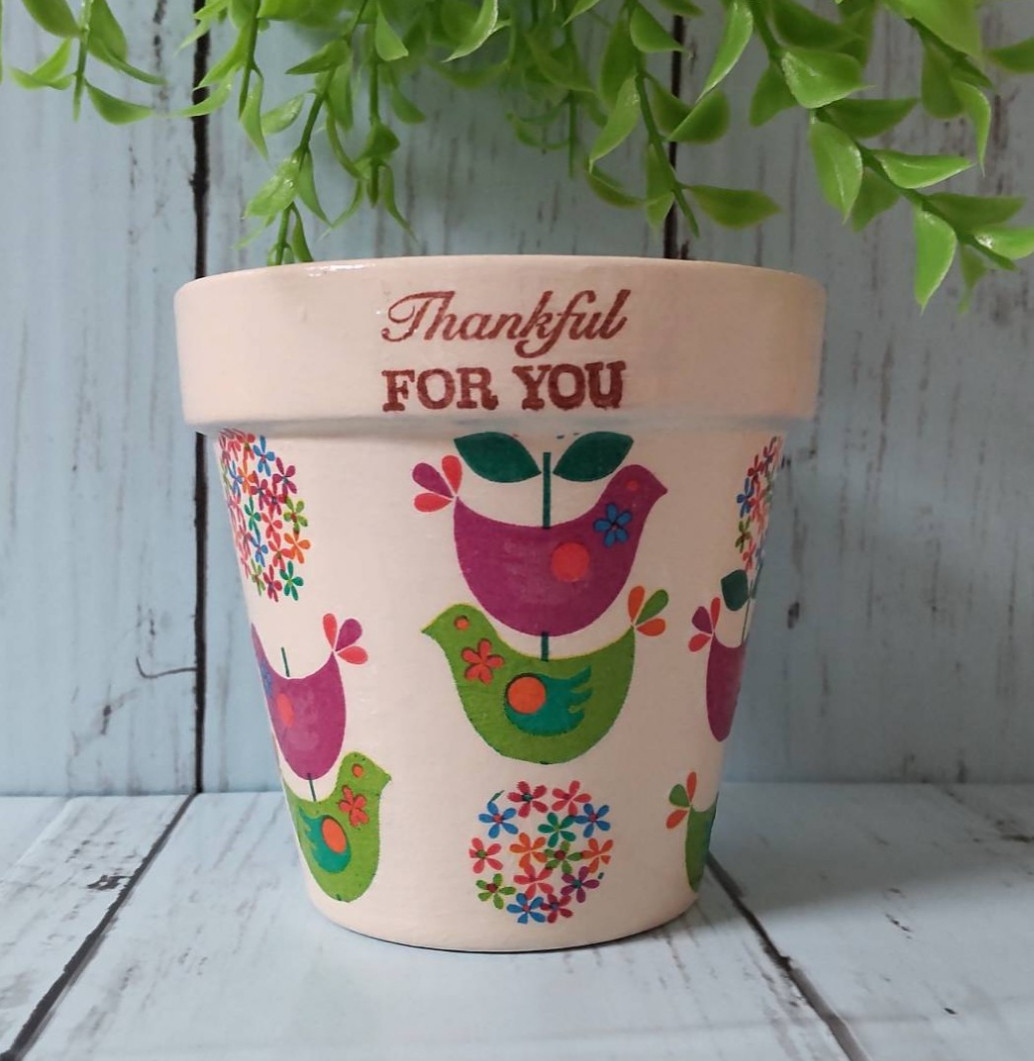 セット割有　植木鉢　リメイク鉢　3号　赤　アニタジェラーム　デコパージュ セット割有植木鉢リメイク鉢3号赤アニタジェラームデコパージュ