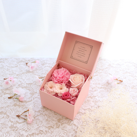 ボックス 桜 アレンジ　母の日　さくら　ピンク　プリザーブドフラワー　記念日　花　母の日ギフト　お供え　ペット　桜 4枚目の画像