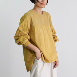 刺繡襯衫/黃色/三河紡織 第3張的照片