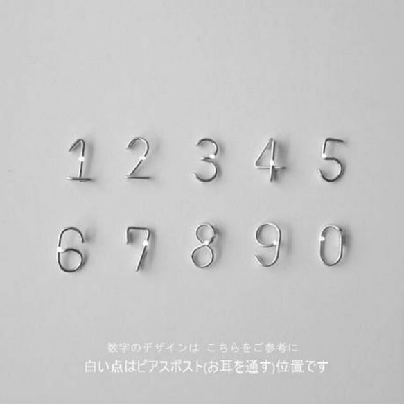 ひとつぶ数字(ナンバー)スタッドピアス (片耳) [シルバー925] 4枚目の画像