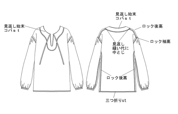 型紙　小花プリントブラウス　A017-P　レディース 9枚目の画像