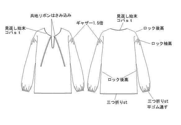 型紙　小花プリントブラウス　A017-P　レディース 8枚目の画像