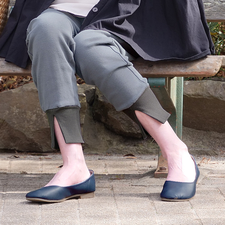 再々販＊裾リブスリット＊スウェット素材＊こなれ感ある＊ジョガーパンツ＊グレー×チャコールグレー