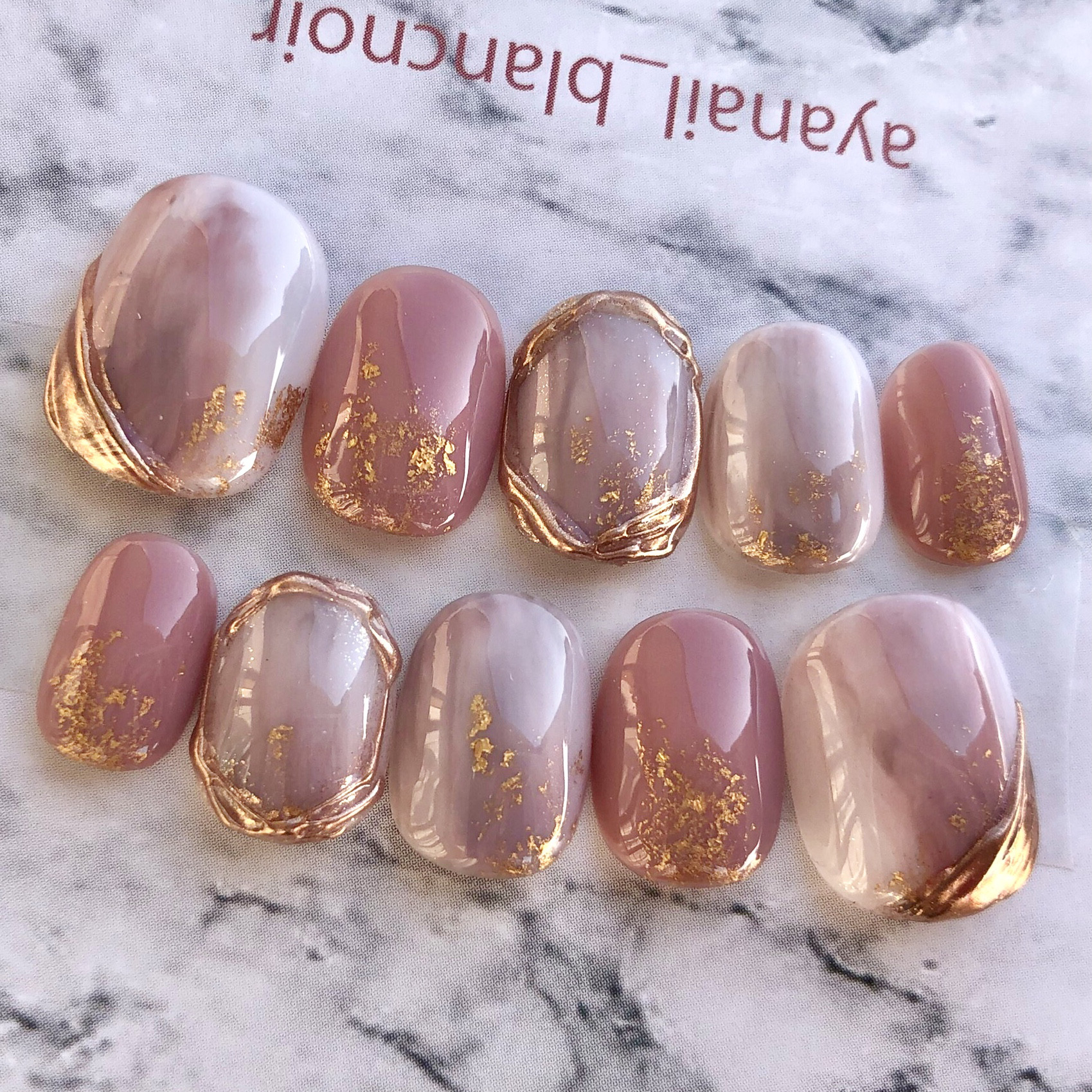 サイズオーダー　4008 くすみピンク　ローズ　夏　秋　桜　ゴールド　ネイルチップ　成人式　結婚式　ドレス　ママ　訪問着