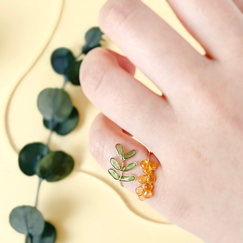 ミモザモチーフ　リング&バングル ミモザモチーフ リング&バングル ミモザのリング / Mimosa ring