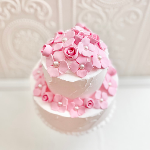 あじさいクレイケーキ＊パープル＊色変更可＊紫陽花＊フェイクケーキ