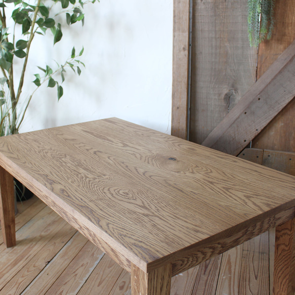 総無垢　節有オーク材のカフェ風ローテーブル・コーヒーテーブル・ソファテーブル　サイズオーダー可能 3枚目の画像