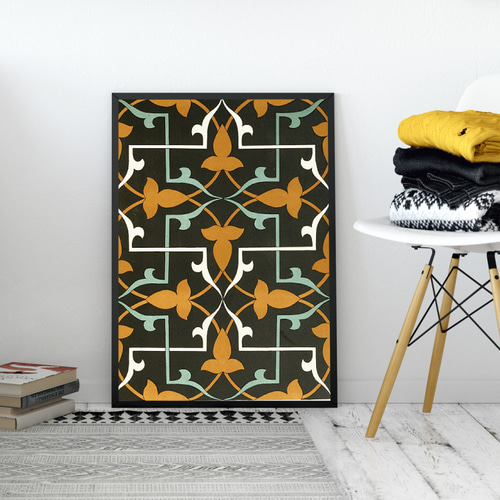 【特大】オリエンタルモダンアート NO.71】アラビアンなパターン模様インテリアアートポスター