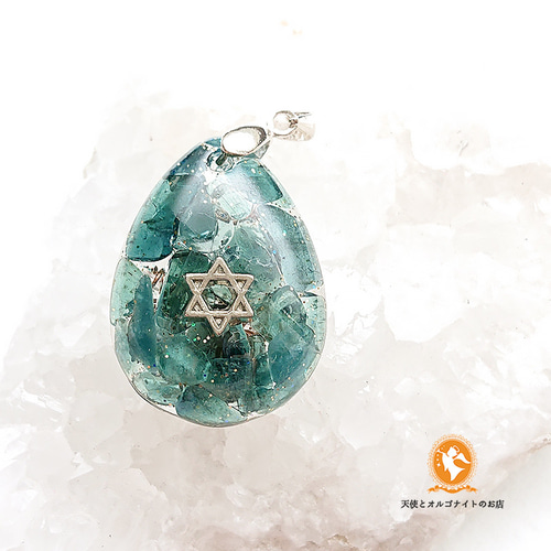 オルゴナイトペンダント しずく インディゴライト ブルートルマリン  