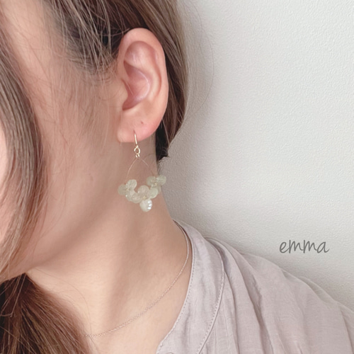 SALE ニュアンスカラー グレージュアナベル紫陽花ピアス/イヤリング 