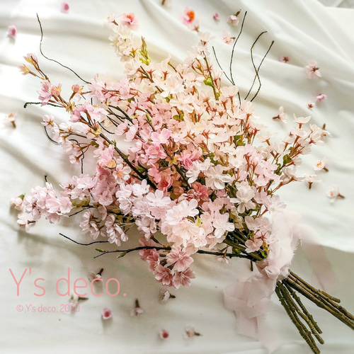桜 ふわり】ネオジャポニズム 生花に見える 桜 ウェディングブーケ