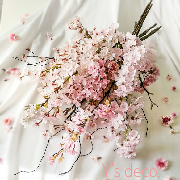 特集掲載【桜 ふわり】ネオジャポニズム 生花に見える 桜 ウェディングブーケ さくらのブーケ 結婚式 人気 ピンク 8枚目の画像