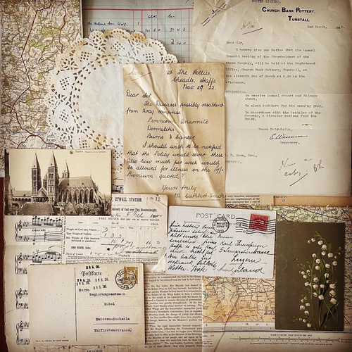 セピア系】紙もの60点セット（海外アンティーク&ヴィンテージ