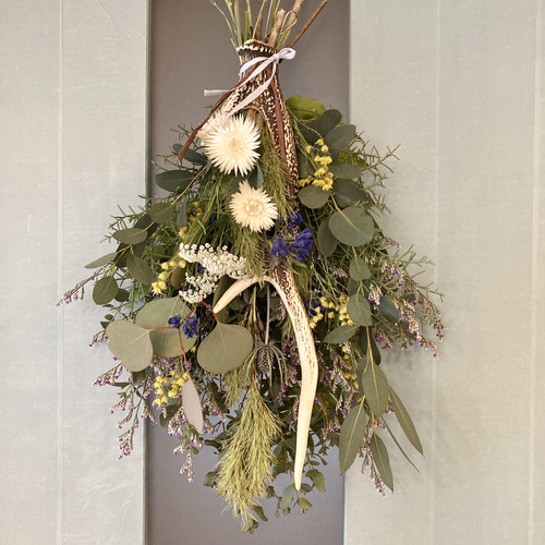 鹿の角のオーバルリース 鹿の角のオーバルリース 鹿の角の