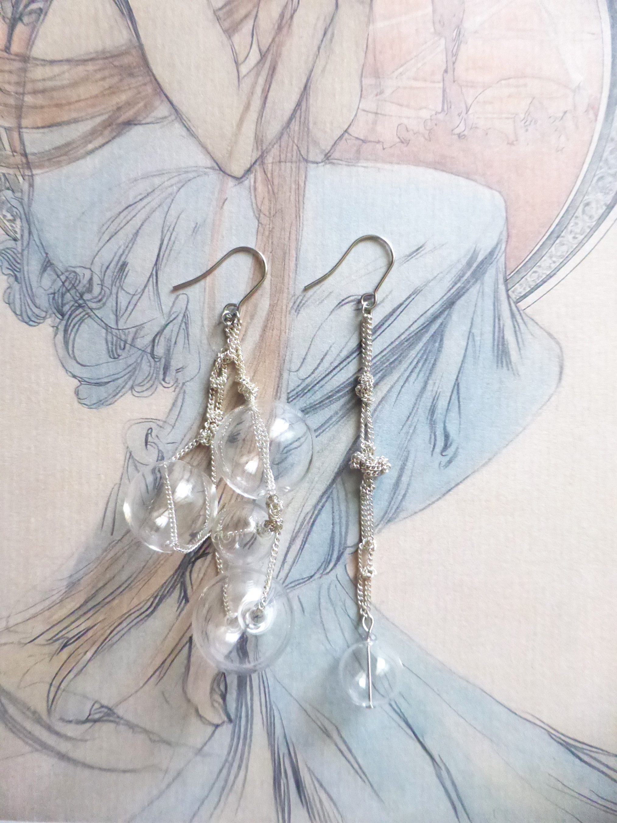 ベネチアンガラスで作ったバブルデザインピアス 21235