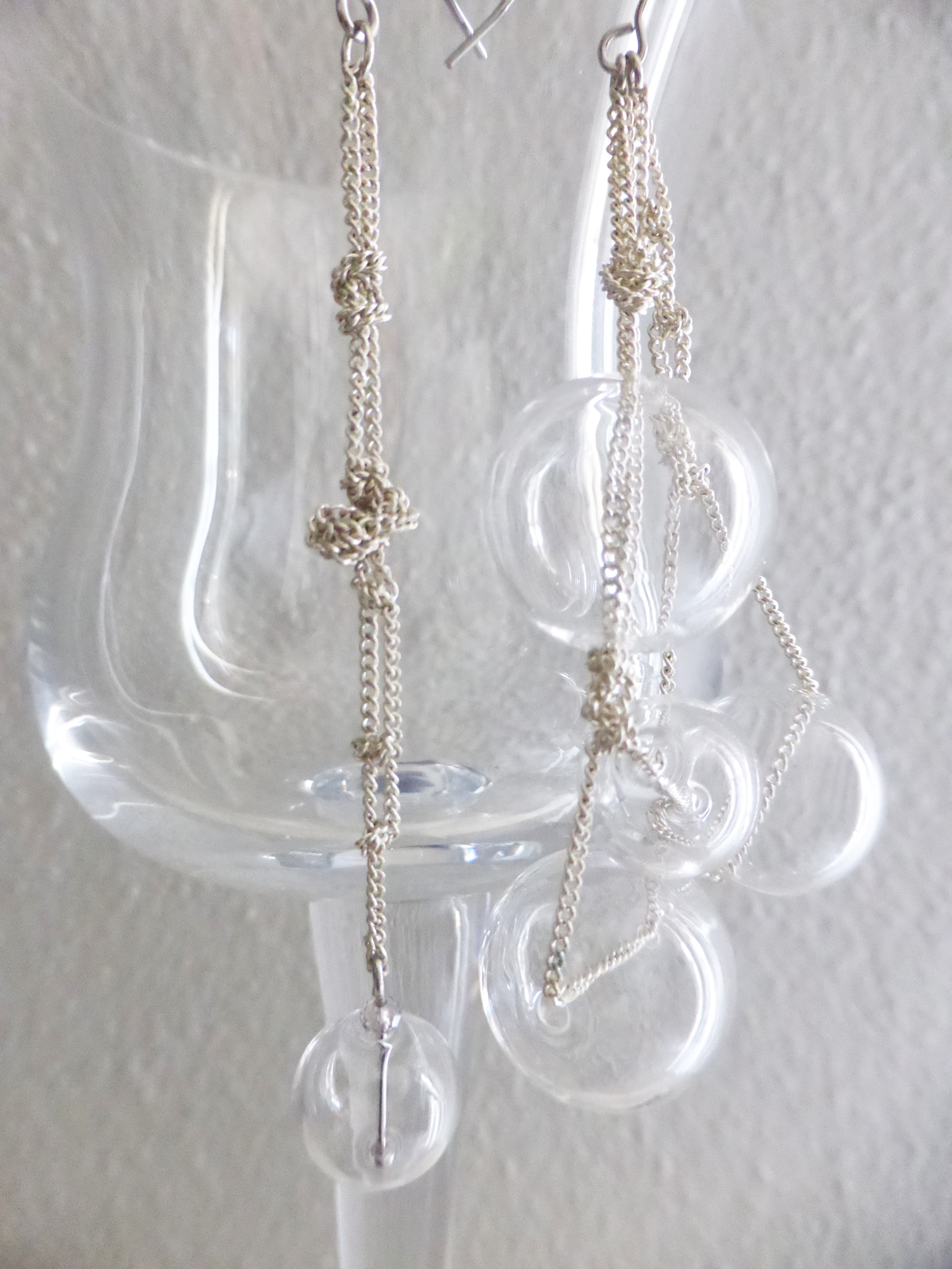 ベネチアンガラスで作ったバブルデザインピアス 21235